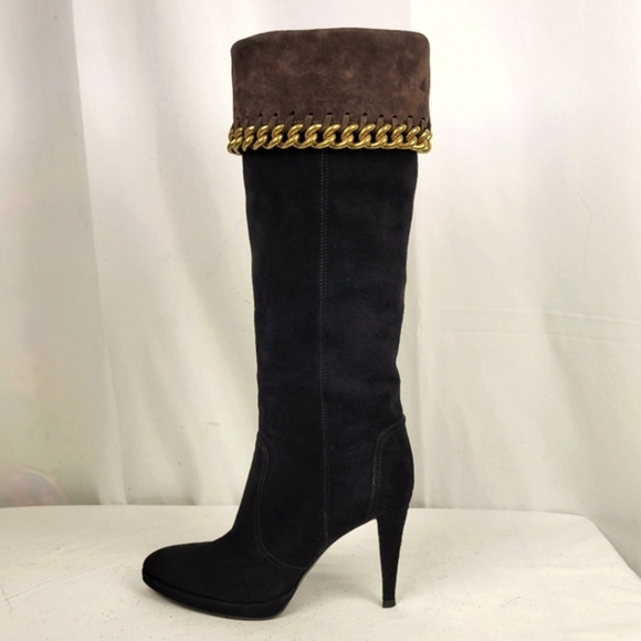Sergio Rossi Black Suede Over the Knee Boots 39 - Picture 2 of 14
